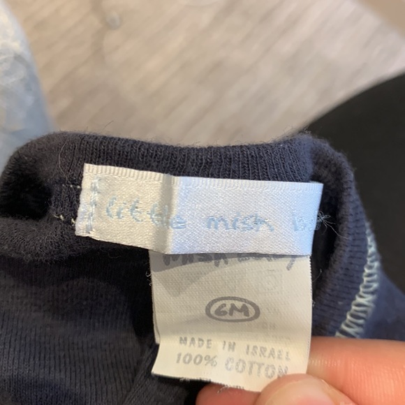 Little Mish Baby Onesie with striped arm sleeves and patch in the front - Picture 4 of 5